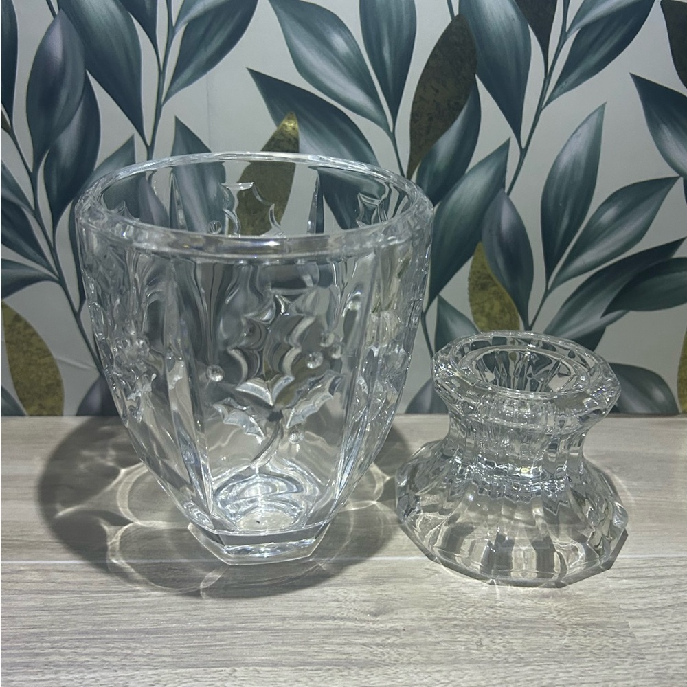 St. George Crystal “Holiday Elegance” Mini Hurricane Candle Holder - Picture 4 of 7